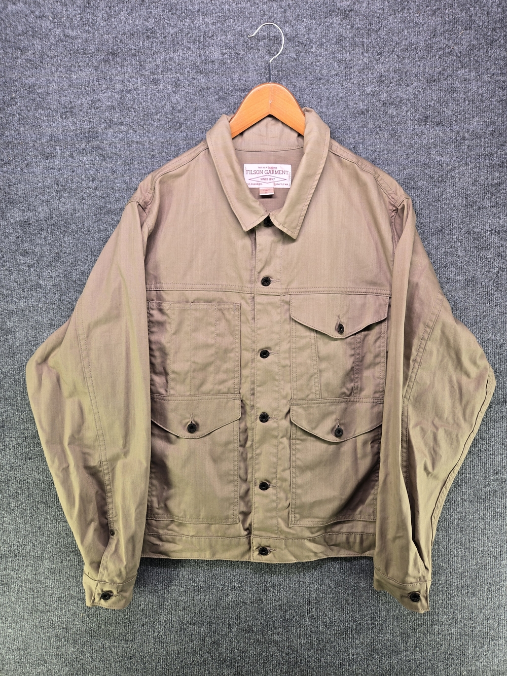 Filson 20002802 Slubby Twill Cruiser Jacket Men XL Khaki Made USA 4 Pocket